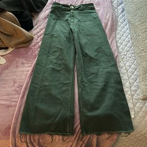 Zara Green Denim Flare Pants